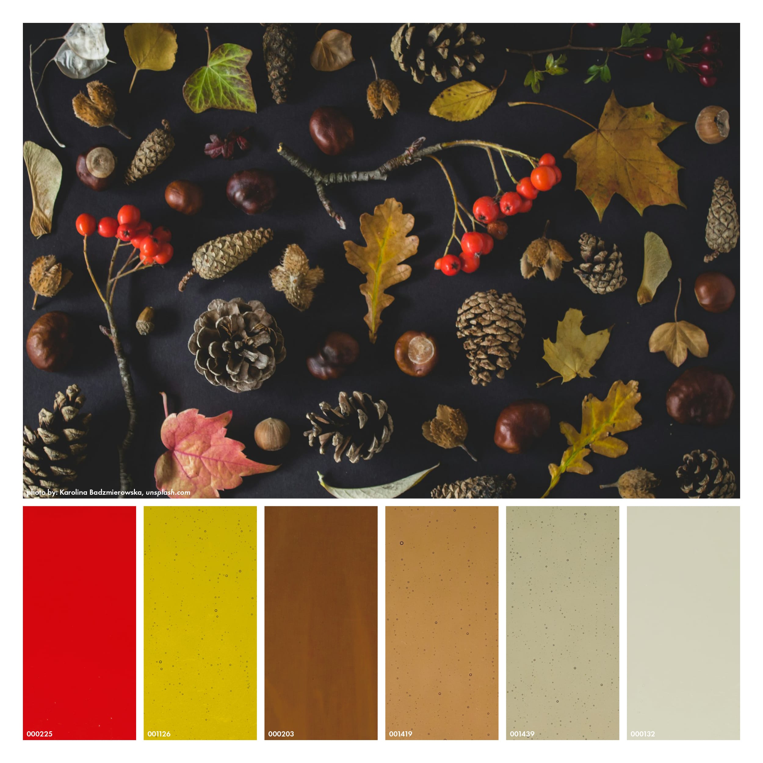 an autumn palette of Bullseye Glass colors